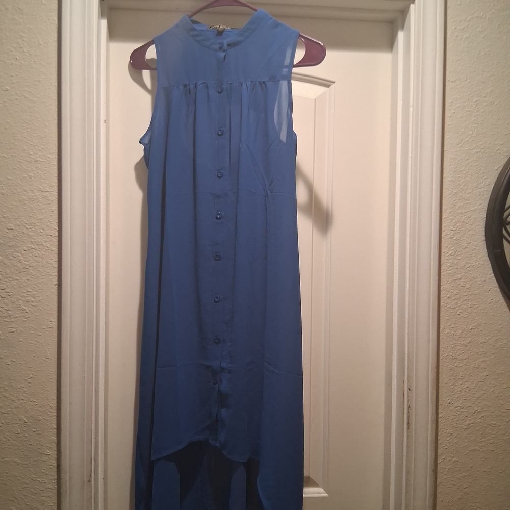 Lovestitch Blue Sleeveless Button-Down Dress